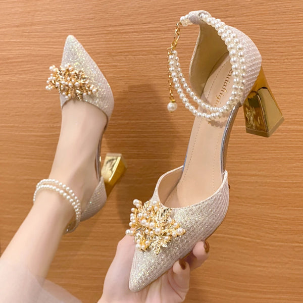 Shoes Women Summer High Heels Luxury Bride Mary Jane Pumps